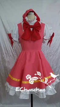 Cardcaptor Sakura Hrdinka KINOMOTO SAKURA Červené Šaty Cosplay Kostým