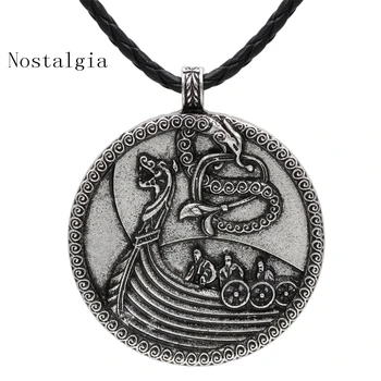Severskí Viking Šperky, Starožitný Pirátska Loď, Dvojité Bočné Odin Dragon Prívesok Punk Zliatiny Kúzlo Náhrdelník Mens Amulet Šperky Dope Darček