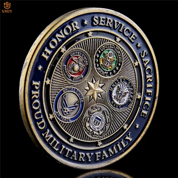NÁS Hrdý Vojenskej Rodiny Päť Armády Slúžiace Na Celom Svete S Hrdosťou USA Ozbrojených Síl Eagle Kovové Výzvou Zberateľskú Mincu