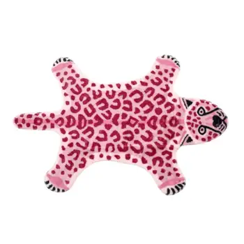 Ružová imitácia leopardí vzor Koberec faux koža NonSlip Protišmykové Rohože umývateľný Zviera tlače Koberec pre obývacia izba, spálňa
