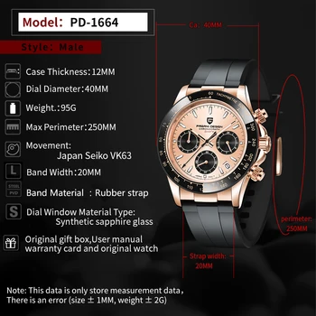 2020 PAGANI DIZAJN Rose Gold pánske Hodinky quartz hodinky luxusné automatický dátum náramkové hodinky mužov Silica gel nepremokavé Chronograf
