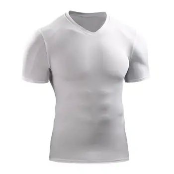 Pánske Chudá Školenia tvaru Športové Tričko Beží T-Shirt Vysoko pružná Priedušná Rýchle sušenie Kompresie Krátky Rukáv