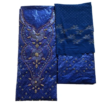 Africké Textílie 2020 Bazin Riche Getzner Tissu Africain Broderie Coton Materiál Lištovanie Ankara Tkaniny S Kameňom 3+2+2 dvory/veľa