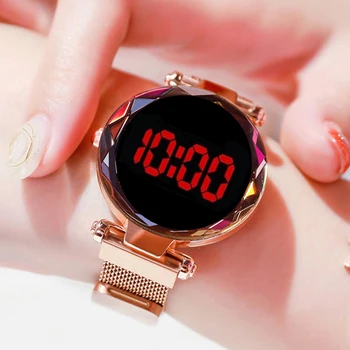 Hot Predaj Ženy, Digitálne Hodinky, Módne Dotykový LED Hodinky Magnetické Dámske Hodinky Žena Náramkové hodinky Elektronické Náramkové Hodinky Hodiny