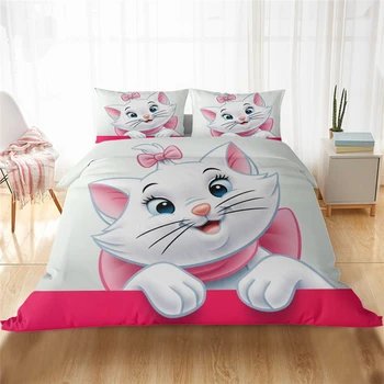 Disney Roztomilý Marie Mačka Cartoon posteľná bielizeň Sady NÁS AU EÚ Posteľná Bielizeň Deti, Dievčatá Perinu obliečka na Vankúš Cumlík posteľná bielizeň Nastaviť
