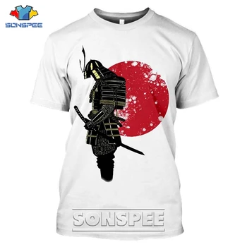SONSPEE 3D Tlač Japonsko Samuraj pánske tričko Bežné Streetwear Harajuku Ghost Krátky Rukáv Hip Hop Japonský Štýl Tees Top Tričko