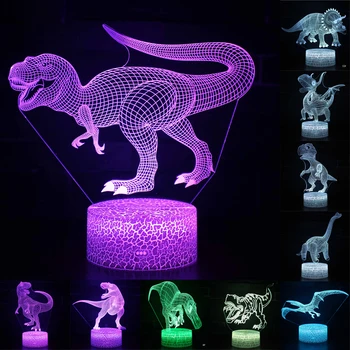 3D LED Nočné Svetlo Lampy Dinosaura Série 16Color 3D Nočné svetlo Diaľkové Ovládanie, Stolové Lampy, Hračky Darček Pre dieťa Domáce Dekorácie D23