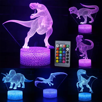 3D LED Nočné Svetlo Lampy Dinosaura Série 16Color 3D Nočné svetlo Diaľkové Ovládanie, Stolové Lampy, Hračky Darček Pre dieťa Domáce Dekorácie D23