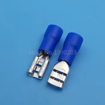 1000Pcs 4,8 mm Modrá FDD2-187 14~16 AWG Žena Rýľ Izolované Rýchle Odpojenie Drôt Krimpovacie Terminály Konektor