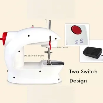 Mini Domáce Šijacie Stroj Profesionálny Prenosný Šijací Stroj, Dvojité Vlákno Elektrické Ručné Práce Oblečenie Mending Stroj