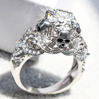 ERLUER Gotický Lebky Luxusný Štýl, Zapojenie Svadobné Classic Strieborná Farba CZ Kryštálmi Prstene Pre Ženy Módne Šperky Darček Krúžok