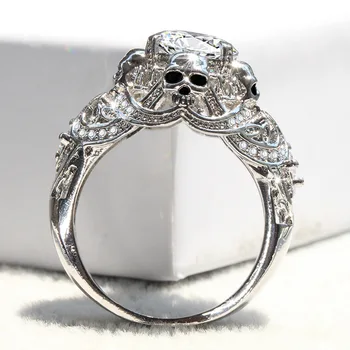 ERLUER Gotický Lebky Luxusný Štýl, Zapojenie Svadobné Classic Strieborná Farba CZ Kryštálmi Prstene Pre Ženy Módne Šperky Darček Krúžok