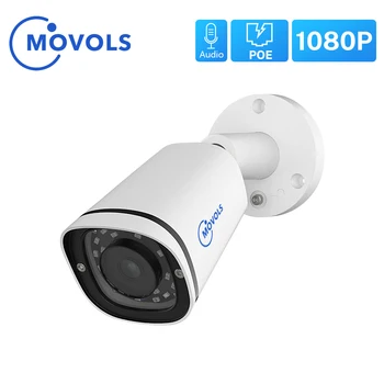 MOVOLS 1080P H. 265 POE IP Kamera Audio Vonkajšie Nepremokavé Nočné Videnie P2P ONVIF Kovové Veci Dohľadu Bezpečnostné Kamery CCTV