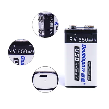 Usb nabíjateľné 9v 650mAh Lihtium Batérie 6F22 Li-ion Nabíjateľná Batéria pre Hračka na Diaľkové Ovládanie KTV Multimeter Mikrofón