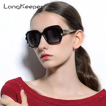 LongKeeper Klasické Polarizované Ženy Slnečné Okuliare Šumivé Kompozitné Rám Diamond Odtiene Jazdy Okuliarov Gafas De Sol 2289