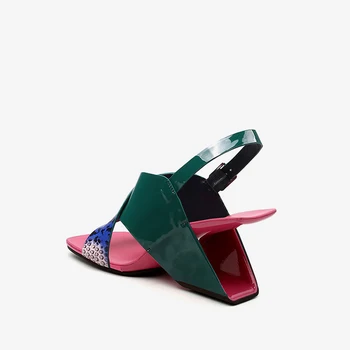 Ženy sandále típat prst módne 8 cm vysokým podpätkom pracky popruhu elegantné podivné štýl office classic strany stručné obuvi HL257 MUYISEXI