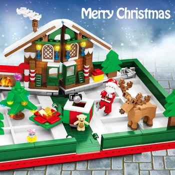 Vianočné Série Stavebné Bloky Santa Claus 3D Pop-up Knihu Malé Častice Zmontované Bloky Deti Vzdelávacie Hračka Vianočný Darček