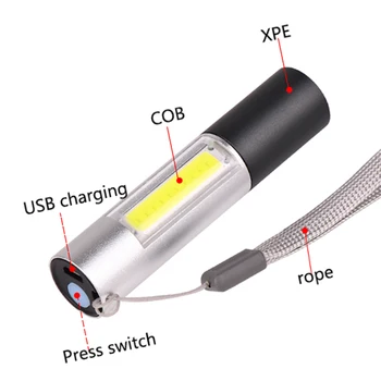 USB Rechargable Mini LED Baterka Super Svetlé 3 Režimy KLAS+XPE T6 Horák, Vodotesný, Prenosný Pre Kempovanie Cyklistické Nočné Osvetlenie
