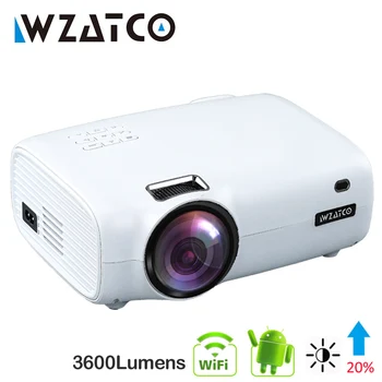 WZATCO E600 Android 10.0 Wifi Smart Prenosný Mini LED Projektor Podpora Full HD 1080p 4K AC3, Video, Domáce Kino Beamer Proyector