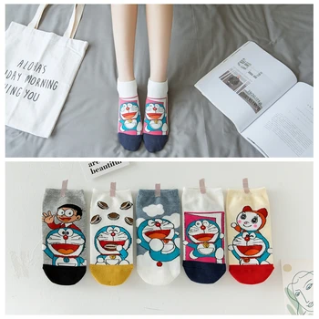 5 párov ponožiek Nové Japonské kreslené ženy ponožky Doraemon roztomilý harajuku zábavnej happy socks dropshipping 2020 najlepšie novosti ponožky