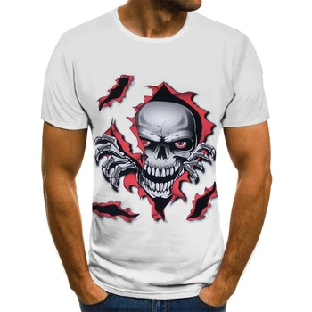 2020 Mužov Kostra T-shirt Punk Rock T-shirt 3D vytlačené T-shirt Retro Gotický pánske Letné top
