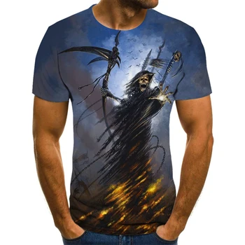 2020 Mužov Kostra T-shirt Punk Rock T-shirt 3D vytlačené T-shirt Retro Gotický pánske Letné top