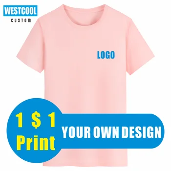 Vlastné T-Shirt Logo Kola Krku Letné Módy Prispôsobené T-Shirts Výšivky Mužov A Ženy, Topy WESTCOOL 2020