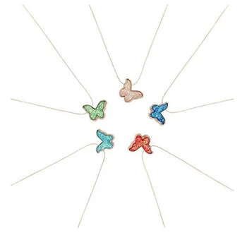 QIMOSHI 10PC Motýľ Náhrdelník Prívesok Zmluvne Multicolor Motýle Kúzlo Ručné Roztomilý Reťazca Jemné Šperky, Ženy, Dievčatá