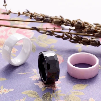 Klasický Dizajn Black White Pink Geometrické Keramický Krúžok Pre Mužov A Ženy Kvalitné Šperky, Prstene, Svadobné Výročie Najlepší Darček