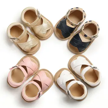 Novorodenca, Baby, Dievčatá, Chlapcov Sandále, Topánky Pevné PU Kožené Topánky 0-18 M 4 Farby