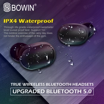 BOWIN Mikrofón hra A6S TWS redukcia šumu 3D Zvuk, vodotesná, Bezdrôtová 5.0 headset Športu Pre Všetkých Chytrý Telefón
