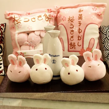 Taška králik puding plyšové hračky simulácia snack hodiť vankúš kawaii ružová sakura králik plyšové kreatívne hračky pre deti/jej