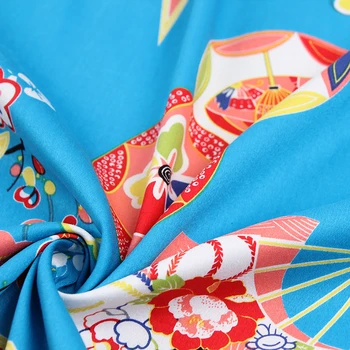 Ručné diy textílie dámske šaty kimono handričkou modrá spodný ventilátor Papierový Žeriav potlačené tkaniny nádherné módne šaty textílie