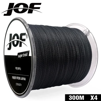 JOF PE Pletená vlasec Black multifilných Rybárske Kábel 4 Pramene 100M 150M 300M 500M 1000M 2019