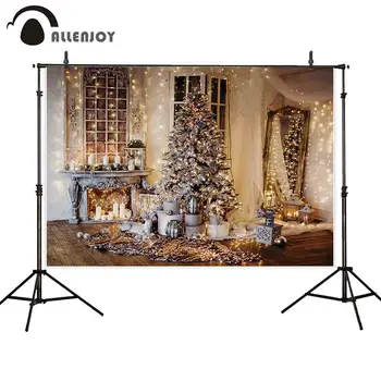 Allenjoy pozadí pre foto vianočné luxusná obývacia izba interiér šplhať dekorácie photocall kulisu na pozadí na foto
