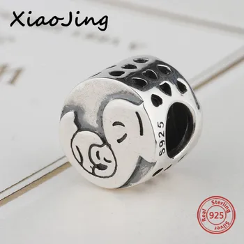 Xiaojing 925 Sterling Silver Módne Slon Dieťa a Mama Korálky Charms Fit Pôvodné Pandora Náramky Šperky pre Matku Darček