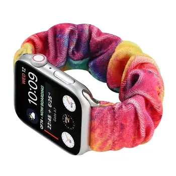 Rainbow Textílie Scrunchie Pás pre Série 6 SE 5 4 3 2 Apple Hodinky iwatch Pásmo pre 38 mm 40 mm 42mm 44 mm Flexibilné Zápästia.
