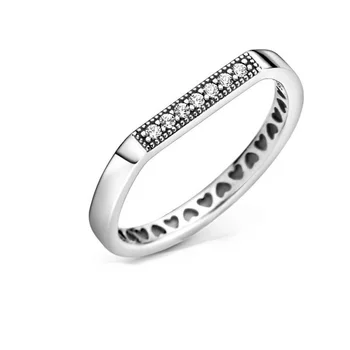 Nové 2020 Podpis Šumivé Značky Bar Stohovanie Krúžok Srdce Tvar Ženy Zapojenie Šperky Robiť Snubné Prstene