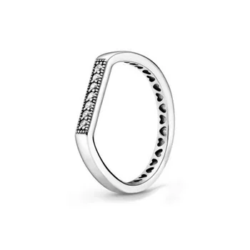 Nové 2020 Podpis Šumivé Značky Bar Stohovanie Krúžok Srdce Tvar Ženy Zapojenie Šperky Robiť Snubné Prstene