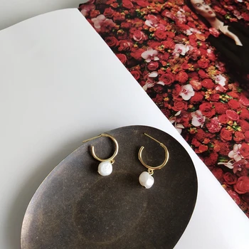 LouLeur 925 sterling silver nepravidelný lesklý Baroková perla stud náušnice zlaté moderný dizajn náušnice pre ženy strany šperky