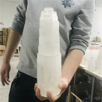 30-40 cm Prírodné Kremeň Selenite Lampa Plameň Reiki Liečivých Minerálnych Vzor Svadobné Dekorácie Domova