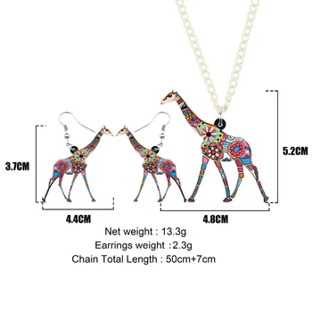 Bonsny Vyhlásenie Akryl Cartoon Afriky Žirafa, Náušnice, Náhrdelníky Sady Šperkov Elegantné Jungle Zvierat Šperky Pre Ženy, Dievčatá