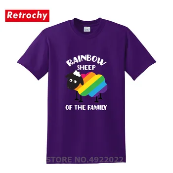Farebné Mužov Lete Priedušný Bedrový Vtipné Tričko Rainbow Ovce Rodiny LGBT Pride T-Shirt Narodeninám Bežné Tričko