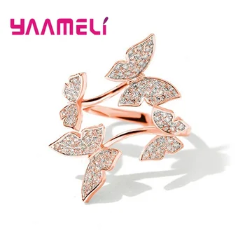Kórejský Štýlový Princezná, Kráľovná Dámy Krúžok Luxusné Rýdzeho Striebra 925 Drahokamu Motýľ Očarujúce Svadobné Šperky