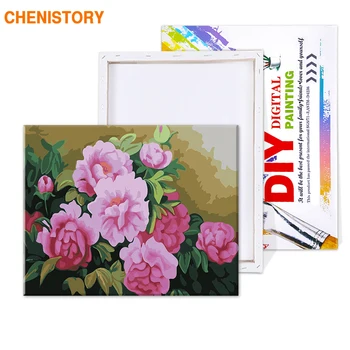 CHENISTORY Rám Kvety DIY Maľovanie Podľa Čísel Moderné Akryl Farba Čísla Handpainted Pre Domova Wall Art Obrázok