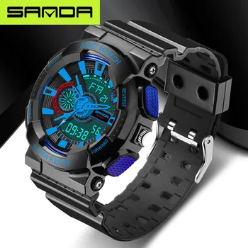 Nová značka SANDA módne hodinky pánske LED digitálne hodinky G vonkajší multi-function nepremokavé vojenské športové hodinky relojes hombre