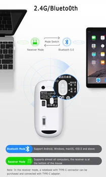 2020 Duálny Režim Multifunkčné Bezdrôtová Tichý Telefón Myši 1600 DPI Tenký Ergonomický Optická Myš pre Notebook PC Ipad Mieste