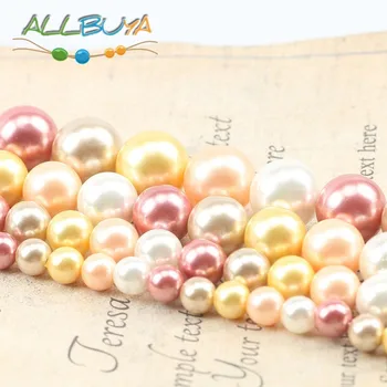6-12 mm Zmiešané Farby Kolo Perly pre Šperky, Takže DIY Náramok, Náhrdelník Príslušenstvo Prírodné Shell Perly 15