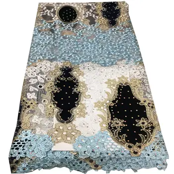 Nádherný Guipure Čipky Mix Velvet tkaniny Afriky Kábel čipky Nigérijský Swiss odev látky 5 metrov mv498