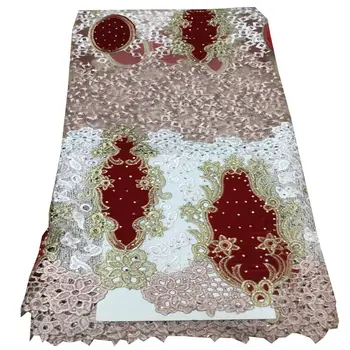 Nádherný Guipure Čipky Mix Velvet tkaniny Afriky Kábel čipky Nigérijský Swiss odev látky 5 metrov mv498